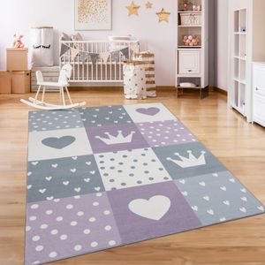 Paco Home Kindertapijt Kinderen Vloerkleed Kinderkamer Antislip Regenboog Hart Stippen 160x220 cm