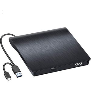 Externe cd-dvd-drive USB 3.0 & Type-C draagbare brander-Rewriter Reader DVD/CD-RW - plug-and-play - laptop desktop Windows 7/8/10/11 Linux Vista Mac OS - MacBook.