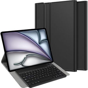 Cazy Hoes met Toetsenbord geschikt voor iPad Air 13 2025 (2nd Gen) / Air 13 2024 (1st Gen) - Qwerty Spaanse indeling - Zwart