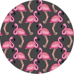 Mat, Vloermat, Vloerkleed, Tapijt, Kind - Kinderkamer Flamingo - Rond - Wasbaar - Antislip - - 75 x 75 cm