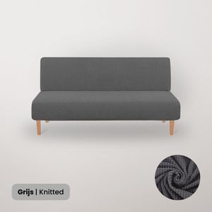 BankhoesDiscounter Knitted Armloze Bankhoes – Grijs – Slaapbank – Bankbeschermer – Sofa Cover