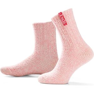 SOXS® Wollen sokken | SOX3722 | Roze | Kuithoogte | Maat 30-34 | Strawberry Blossom label