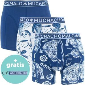 Muchachomalo boxershorts (3-pack) - heren boxers normale lengte - Tools print met blauw -  Maat: M
