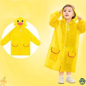 Regenjas / Poncho Gele Eend voor kinderen 2-6 jaar (maat 120) | BoefieBoef | Polyester - regenponcho – regenpak �– jas – regen – knutseljas – verkleedkleding – duck – geel – 1 maat - kind - peuter - kleuter - carnaval