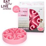 Eat Slow Live Longer Original Voerbak – Anti-schrok voerbak – Slow feeder voor honden – Anti-slip – Roze – Ø30 cm - Large/Extra Large – Geschikt voor de grotere hond