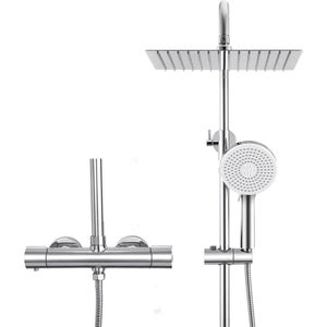 LEOHEO Max Regendouche met Thermostaatkraan - Doucheset Chroom - Regendoucheset - Inclusief thermostaatkraan en planchet Chroom - 12 inch Douchekop
