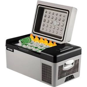 Minikoelkast - Minikoelkast voor drankjes - Draagbare compressorkoeler - Koelbox voor op de camping - Minikoelkast voor in de auto - 20L - 12/24V DC - 110-240V - 45W - Grijs
