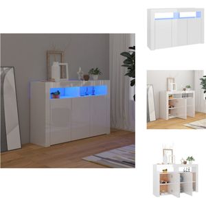 vidaXL Dressoir Retro - Wit - 115.5 x 30 x 75 cm - LED-verlichting - Keukenkast