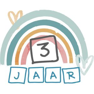 32x 3 JAAR - Baby Peuter Kinder Verjaardag Stickers - Leuk Regenboog voor Jongen en of meisje