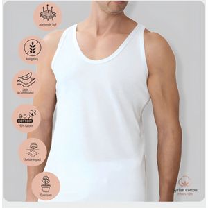 Heren Luxe Katoenen Tank Top - onderhemd - 100% Katoen - Wit - XXL