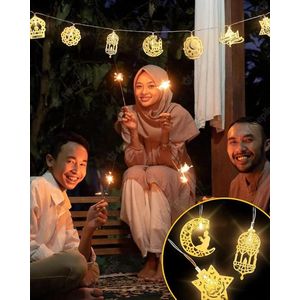 Ramadan Decoraties Ramadan Lichten, Eid Mubarak Decoraties 1,6 M - 10 LEDs Ramadan String Lights Batterij Operated Ramadan Fairy Lights Eid Decoraties voor Huis Tuin Moslim Ramadan Party Decoratie