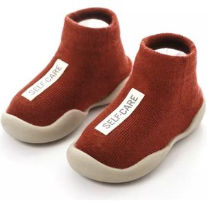 Anti-slip schoenen voor kinderen - Sloffen van Baby-slofje - Herfst - Winter - Donkerrood maat 18/19