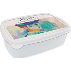 Broodtrommel Wit - Lunchbox - Brooddoos - Schilderij - Matisse - La femme au chapeau - 18x12x6 cm - Volwassenen