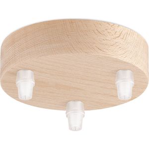 Home Sweet Home - Scandinavische Plafondplaat - Beige - ø12 x 5 cm - Rond - 3 Aansluitpunt - Houten aansluitkap - Geschikt voor woonkamers en slaapkamers - Geschikt voor plafondlampen