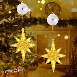 Mrs. Jones 10 LED lichtgordijn met kerststerren - warmwit batterijtimer decoratie voor kerstboom raam bruiloft .