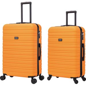 BlockTravel kofferset 2 delig ABS ruimbagage met dubbele wielen 74 en 95 liter - inbouw TSA slot - oranje