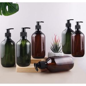 Zeepdispenserset 6 stuks 500 ml - PET-kunststof - lotionpomp - shampoo - handzeep - keuken werkblad .