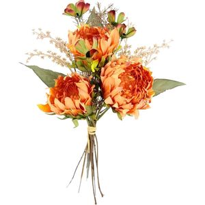 Kunstboeket 43 cm - Protea boeket - artisjok distel - decoratieve zijden bloemen - bruiloft huis herfstdecoratie - oranje nepbloem kunstboeket