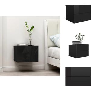 vidaXL Nachtkastje Elegante Hoogglans Zwart 40x30x30cm Met 2 lades - Spaanplaat - Kast