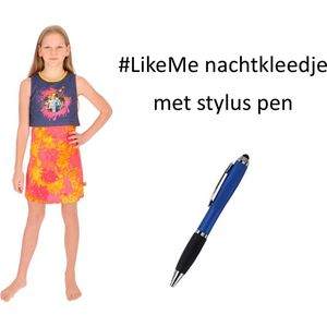 LikeMe Nachtkleed - #LikeMe slaapkleed - Nachthemd Splash. Maat 122/128 cm - 7/8 jaar met Stylus Pen.