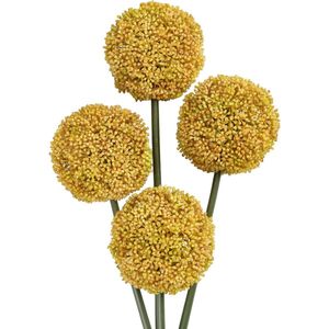 4 stuks kunstbloemen, alliumtak, decoratieve kunstbloemen, zeer echt, 66 cm, plastic bloemen, Allium PU, latex, echte touch, allium nepbloemen, geel, voor bruiloft, feest, woonkamer, kantoor, hotel,