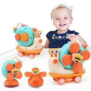 Montessori speelgoed voor baby's vanaf 6, 9 en 12 maanden, kinderstoel, zuignap, speelgoed, baby, sensorisch, motoriek, badspeelgoed, cadeau, slak, auto, voor baby's, jongens en meisjes, 0, 1, 2, 3 jaar