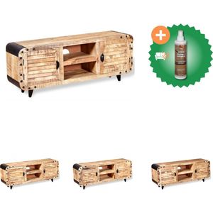 vidaXL Tv-meubel 120x30x50 cm massief mangohout - Kast - Inclusief Houtreiniger en verfrisser