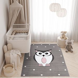 Tapiso Pinky Vloerkleed Grijs Kinderkamer Dieren Kleed Speeltapijt Maat- 120x170