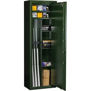 MustangSafes Wapenkluis MSG 4-15 S1 - 8 Wapenplaatsen - 129 cm Geweer lengte - Dubbelbaard Sleutelslot