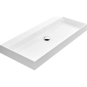 Ben Modena wastafel mineraalmarmer 120x45x9 cm 2 kraangaten mat wit