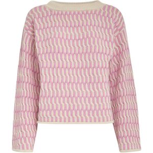 Peppercorn Sif Boat Neck Knit Pullover Whitecap Creme Jacquard