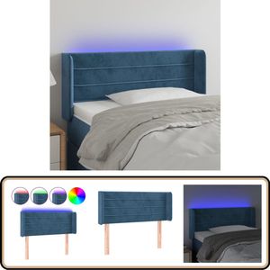 vidaXL Hoofdbord LED - 103x16x78 cm - Donkerblauw Hoofdboard - Led Hoofdbord - Velvet Hoofdbord - Blauw Hoofdbord - Bedstee