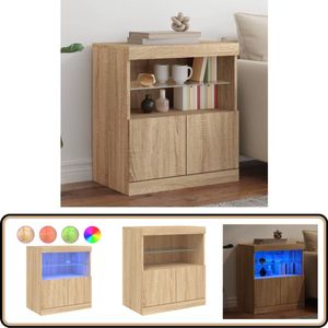 vidaXL Dressoir met LED-verlichting 60x37x67 cm sonoma eikenkleurig