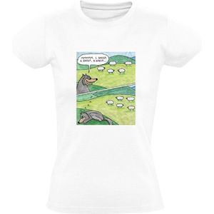 Schapen tellen Dames T-shirt - schaap - wolf - slapen - dieren - humor - grappig