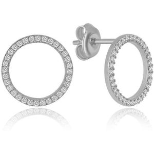 Elegante Cirkel Rondje Oorknop Zirkonia Zilveren (925 sterling zilvergehalte) Oorbel Trendy Minimalistisch Oorknop Combi Bedel Zilverkleurig Dames Meisje | Cadeau Voor Vrouw