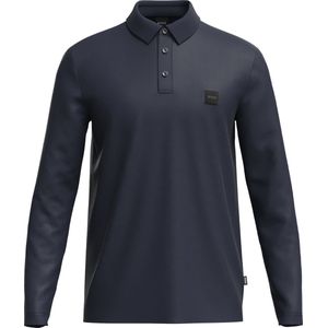 BOSS Pado regular fit polo lange mouw - jersey - donkerblauw - Maat: XL