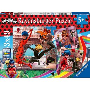 Ravensburger Puzzel Miraculous Heroes Lady Bug And Cat Noir - 3x49 Stukjes - Kinderpuzzel
