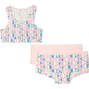 Woody ondergoed set meisjes - roze - multicolor - 1 topje en 2 boxers - maat 152