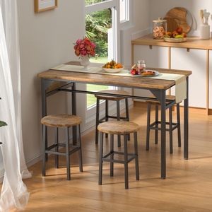 Bealife TB61 Eetkamerset van 4- Moderne 4 Persoons Eetkamer Stoelen Set - 4 Stoelen Eetgroep Keuken Stoelen voor Kleine Ruimten - Eettafelstoel voor Ontbijt Hoek Restaurant Bar Woonkamer -110x65x76cm -Donkerbruin