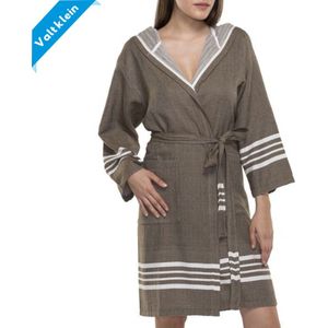 Hamam Badjas Sun Khaki - XL - korte sauna badjas met capuchon - ochtendjas - duster - dunne badjas - unisex - twinning
