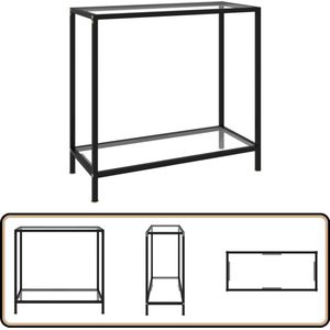 vidaXL Wandtafel 80x35x75 cm Glas & Staal Wandtafel - Bijzettafel - Glas Tafellamp - Modern Design - Industriële Woonstijl