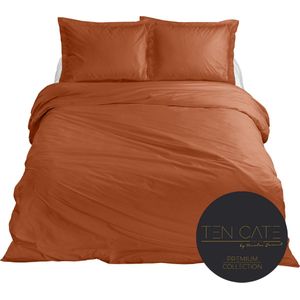 Ten Cate Premium Katoen Satijnen Dekbedovertrek - 200x200/220 cm - Tweepersoons Dekbedovertrekset - Terracotta - Indian Spice - inclusief twee bijpassende kussenslopen 60x70 cm