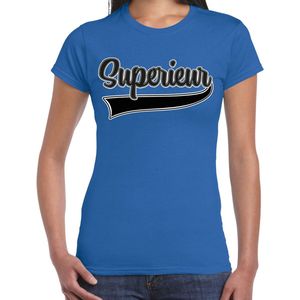 Bellatio Decorations Verkleed T-shirt voor dames - superieur - blauw - foute party - carnaval XS