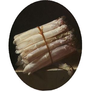 Stilleven met asperges, Adriaen Coorte - Foto op Behangcirkel - ⌀ 60 cm