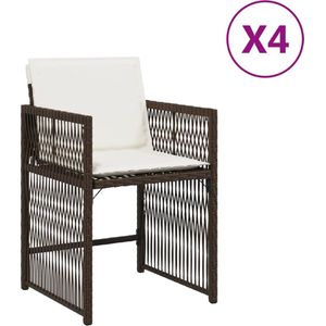 vidaXL - Tuinstoelen - 4 - st - met - kussens - poly - rattan - bruin