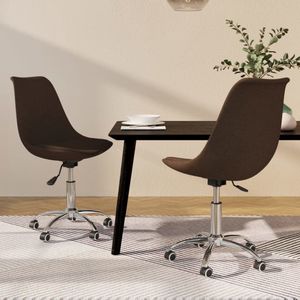 The Living Store Eetkamerstoelen - Donkerbruin - 48 x 58 x (81-93) cm - Draaibaar - Verchroomd frame