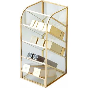 Vintage lippenstift organizer - metaal en glas - goud