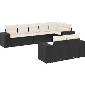vidaXL Loungeset - 8-delig - Poly Rattan Zwart Loungeset - Tuinset - Lounge Set - PE-rattan - Outdoor Furniture