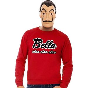 Rood Bella Ciao sweatshirt maat XL - met La Casa de Papel masker voor heren - kostuum