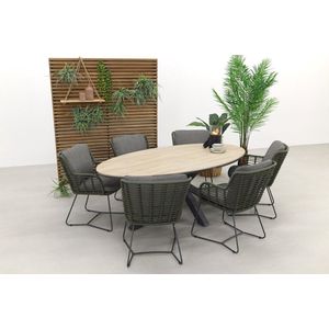 4 Seasons Fabrice groen / GI Edison 220 x 115 cm. tafel - ovale tuinset